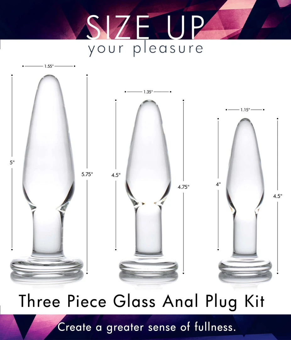 Prisms Erotic Glass Dosha 3 Piece Glass Anal Plug Kit 38 Prisms Erotic Glass Dosha 3 Piece Glass Anal Plug Kit