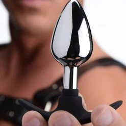 Master Series Dark Invader Metal And Silicone Anal Plug - Small