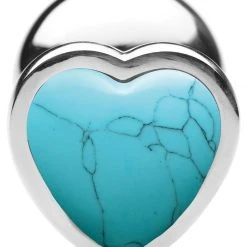 Booty Sparks Authentic Turquoise Gemstone Heart Anal Plug - Large