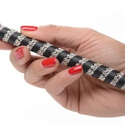 Strict Leather Short Leather Riding Crop With Rhinestone Handle