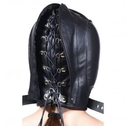 Strict Leather BDSM Leather Padded Hood With Mouth Hole - MediumLarge