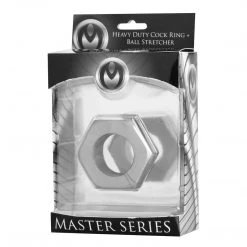 Master Series Silver Hex Heavy Duty Cock Ring And Ball Stretcher