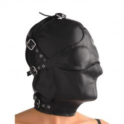 Strict Leather BDSM Asylum Leather Hood With Removable Blindfold And Muzzle- SM