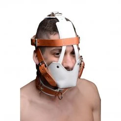 Strict Leather BDSM White And Hospital Style Leather Muzzle