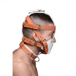 Strict Leather BDSM White And Hospital Style Leather Muzzle