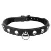 Strict Leather BDSM Leather Rhinestone Collar- Diamond