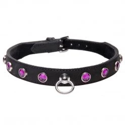 Strict Leather BDSM Leather Rhinestone Collar- Diamond