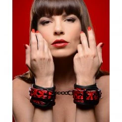 Master Series BDSM Crimson Tied Embossed Wrist Cuffs