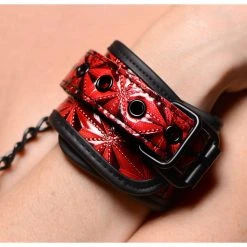 Master Series BDSM Crimson Tied Embossed Wrist Cuffs