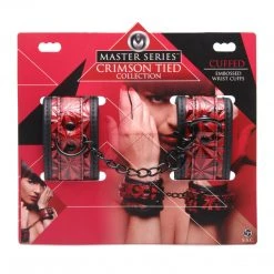 Master Series BDSM Crimson Tied Embossed Wrist Cuffs