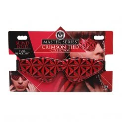 Master Series BDSM Crimson Tied Full Blackout Embossed Blindfold
