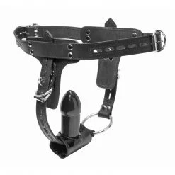 Strict Leather Dildos & Strap-Ons Premium Locking Leather Cock Ring And Anal Plug Harness