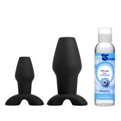 CleanStream Hollow Anal Plug Trainer Set With Desensitizing Lube