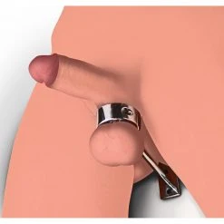 Master Series BDSM Locking Mounted CBT Scrotum Cuff With Bar