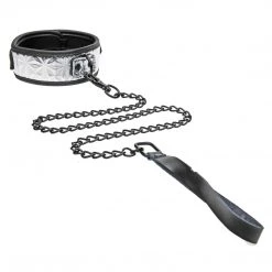 Master Series Platinum Bound Chained Collar With Leash BDSM