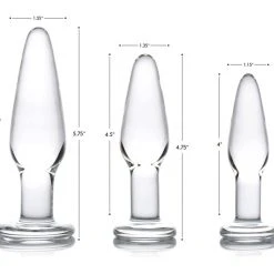 Prisms Erotic Glass Dosha 3 Piece Glass Anal Plug Kit