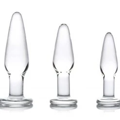 Prisms Erotic Glass Dosha 3 Piece Glass Anal Plug Kit