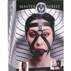 Master Series Leather Head Harness With Ball Gag