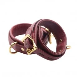 Strict Leather Luxury Burgundy Locking Wrist Cuffs BDSM