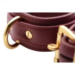 Strict Leather Luxury Burgundy Locking Wrist Cuffs BDSM