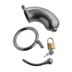 Master Series BDSM Armor Chastity Cage With Removable Urethral Insert