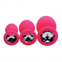 Frisky Pleasure 3 Piece Silicone Anal Plugs With Gems