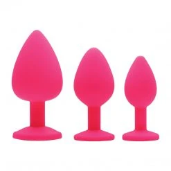 Frisky Pleasure 3 Piece Silicone Anal Plugs With Gems