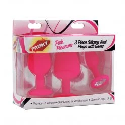 Frisky Pleasure 3 Piece Silicone Anal Plugs With Gems