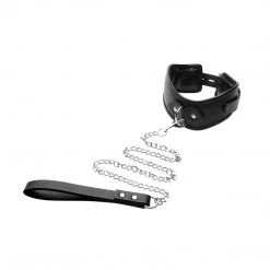 STRICT BDSM Padded Locking Posture Collar With Leash