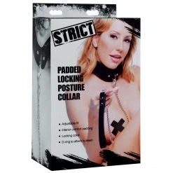 STRICT BDSM Padded Locking Posture Collar With Leash