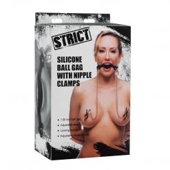 STRICT Silicone Ball Gag With Nipple Clamps BDSM
