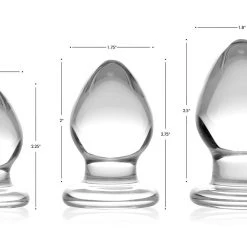 Prisms Erotic Glass Triplets 3 Piece Glass Anal Plug Kit Couples