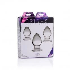 Prisms Erotic Glass Triplets 3 Piece Glass Anal Plug Kit Couples
