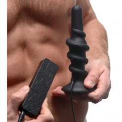 Prostatic Play Coiled Silicone Swirl Vibrating Anal Plug With Remote