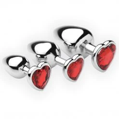 Frisky Chrome Hearts 3 Piece Anal Plugs With Gem Accents