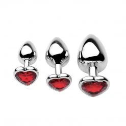 Frisky Chrome Hearts 3 Piece Anal Plugs With Gem Accents