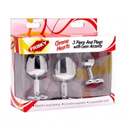 Frisky Chrome Hearts 3 Piece Anal Plugs With Gem Accents
