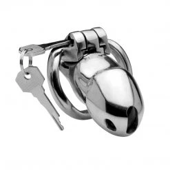 Master Series BDSM Rikers 24-7 Stainless Steel Locking Chastity Cage