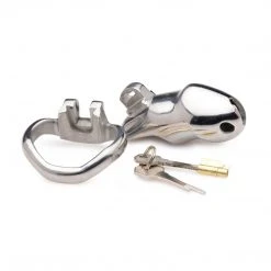 Master Series BDSM Rikers 24-7 Stainless Steel Locking Chastity Cage