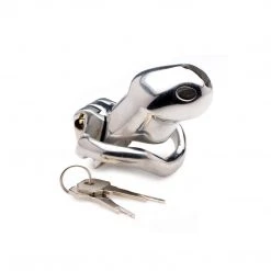 Master Series BDSM Rikers 24-7 Stainless Steel Locking Chastity Cage