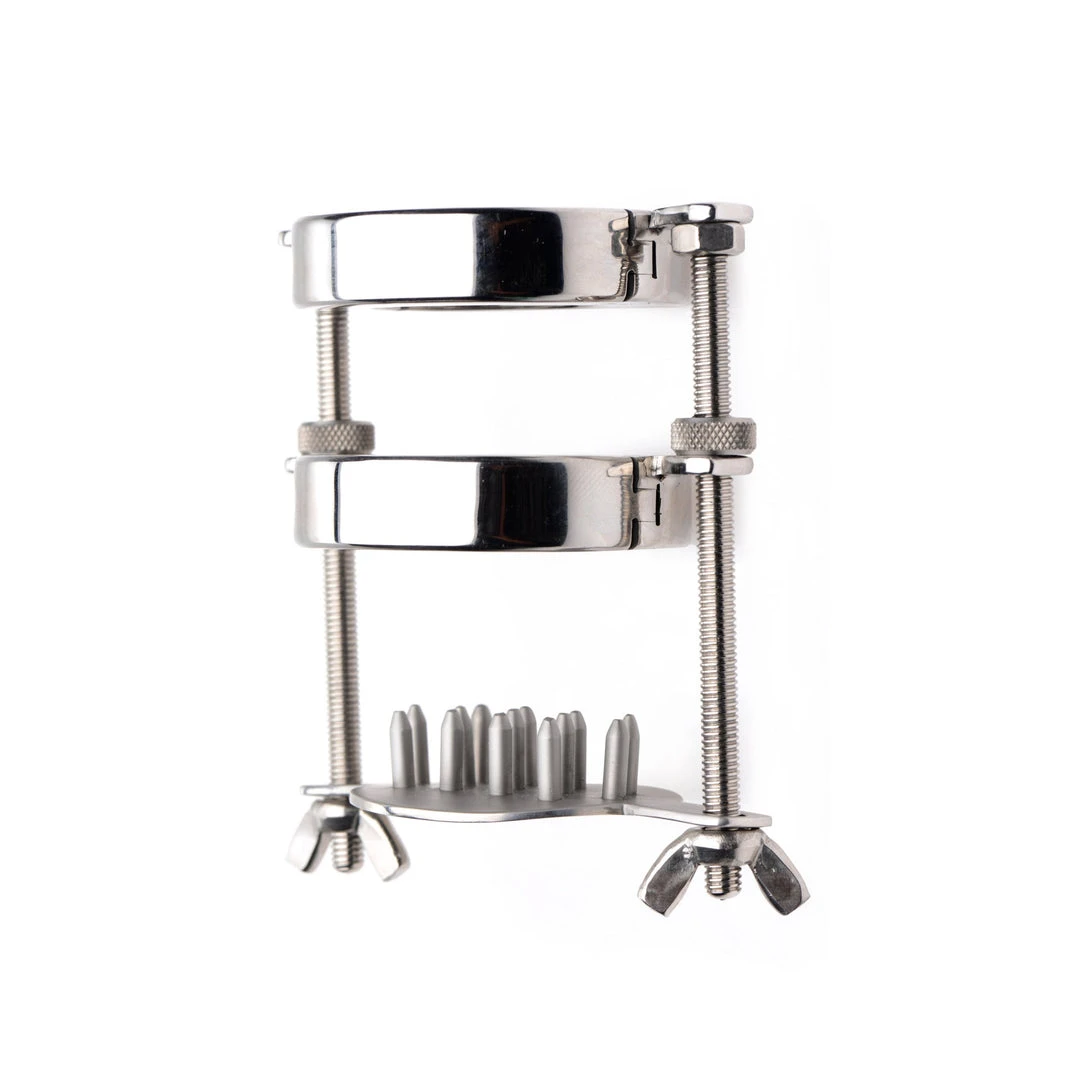 Master Series BDSM Stainless Steel Spiked CBT Ball Stretcher And Crusher 2 Master Series BDSM Stainless Steel Spiked CBT Ball Stretcher And Crusher