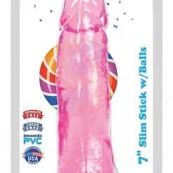 Lollicock 7 Inch Slim Stick With Balls Grape Ice Dildo