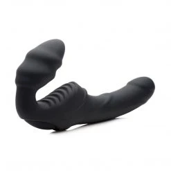 Strap U Dildos & Strap-Ons Slim Rider Ribbed Vibrating Silicone Strapless Strap On