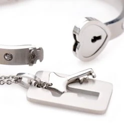 Master Series Cuffed Locking Bracelet And Key Necklace BDSM
