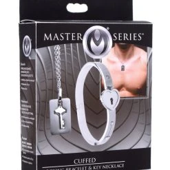 Master Series Cuffed Locking Bracelet And Key Necklace BDSM