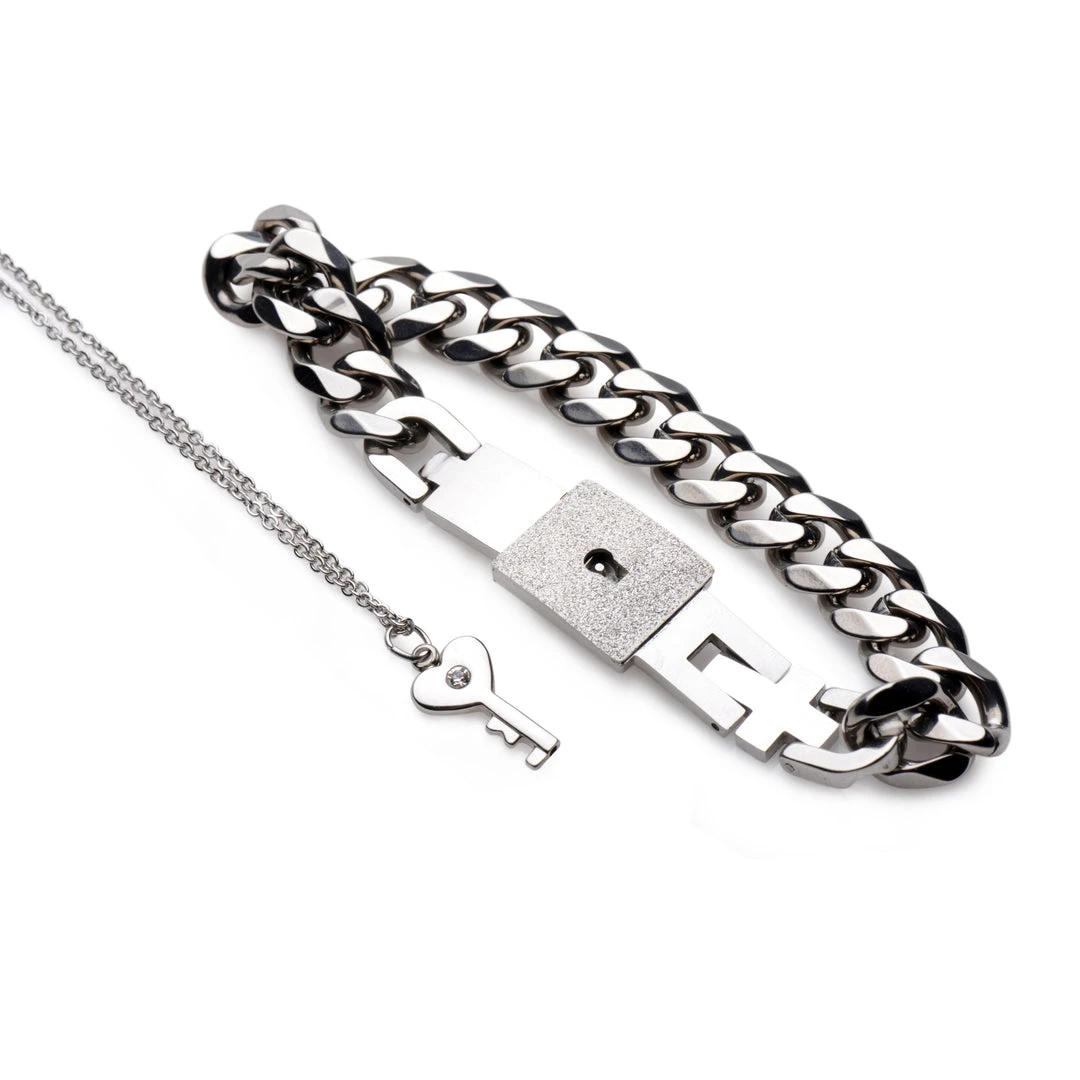 Master Series Chained Locking Bracelet And Key Necklace 3 Master Series Chained Locking Bracelet And Key Necklace