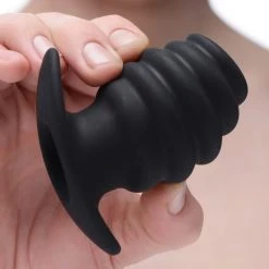 Master Series Hive Ass Tunnel Silicone Ribbed Hollow Anal Plug - Small