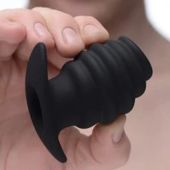 Master Series Hive Ass Tunnel Silicone Ribbed Hollow Anal Plug - Small