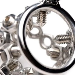 Master Series BDSM Bolted Chastity Cage With Spikes