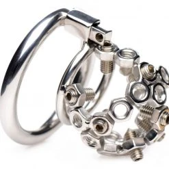 Master Series BDSM Bolted Chastity Cage With Spikes